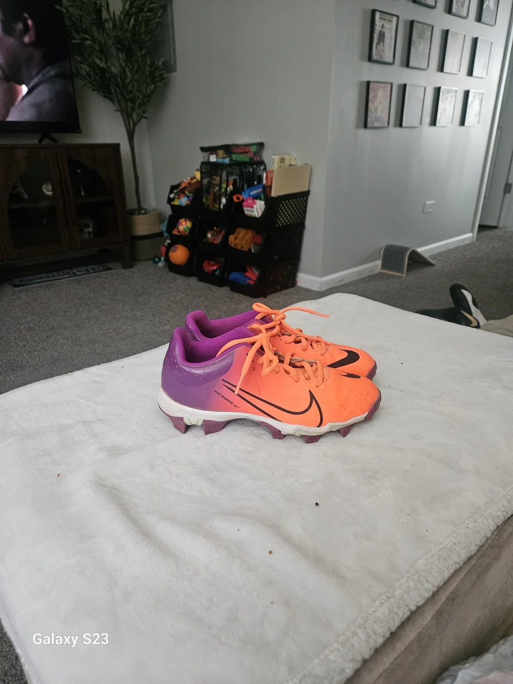 Nike Diamond Fastflex Baseball  Cleats Orange Purple Youth 4Y Women's 5.5
